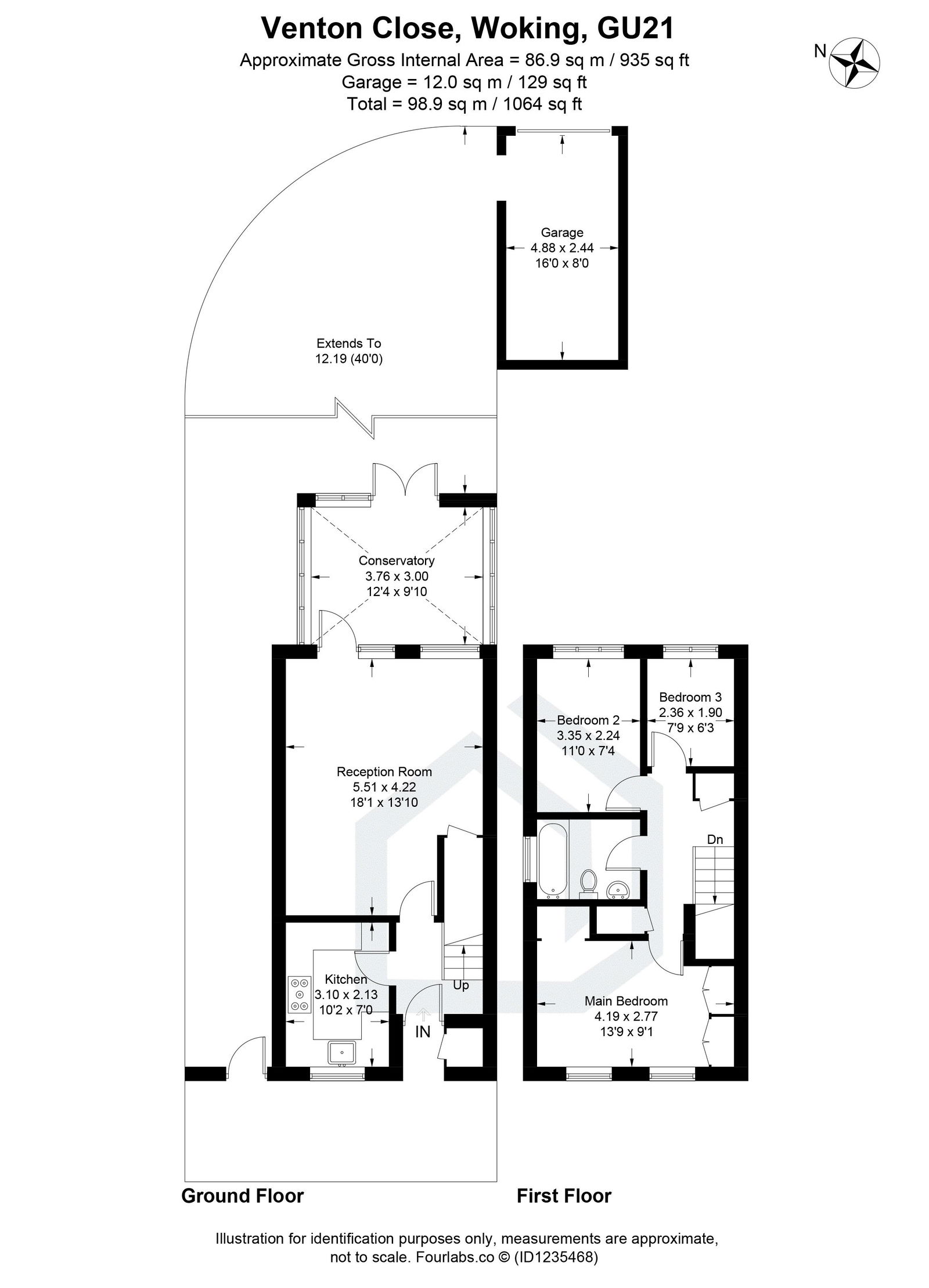 3 bed end of terrace house for sale in Venton Close, Woking - Property floorplan