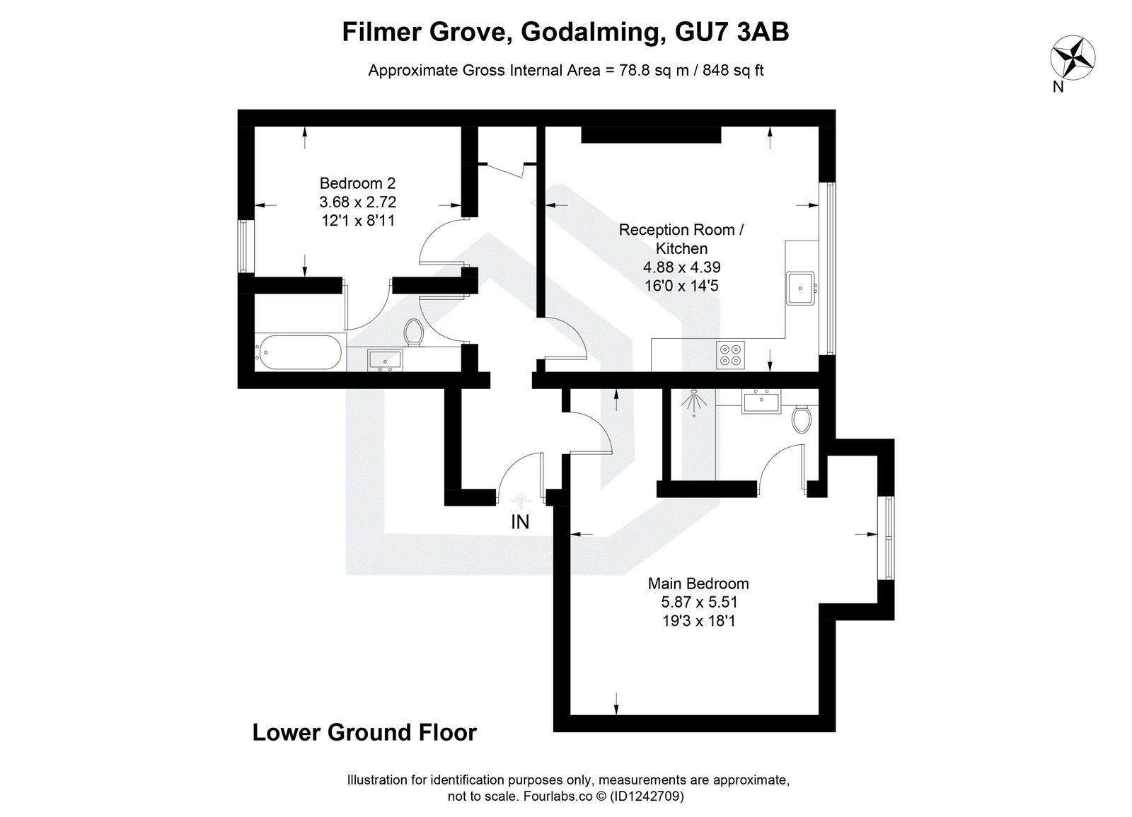 2 bed apartment for sale in Filmer Grove, Godalming - Property floorplan
