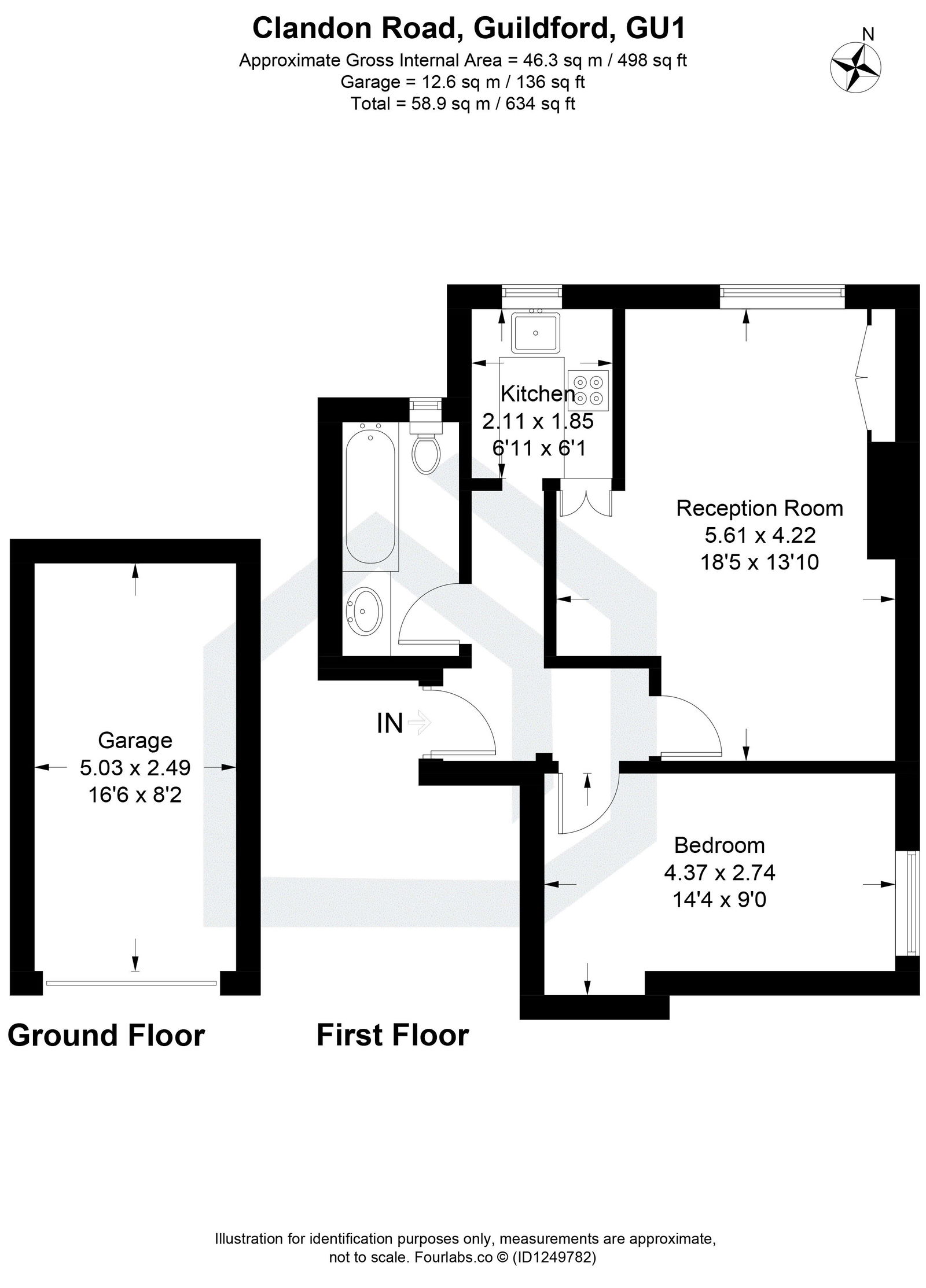 1 bed apartment for sale in Clandon Road, Guildford - Property floorplan