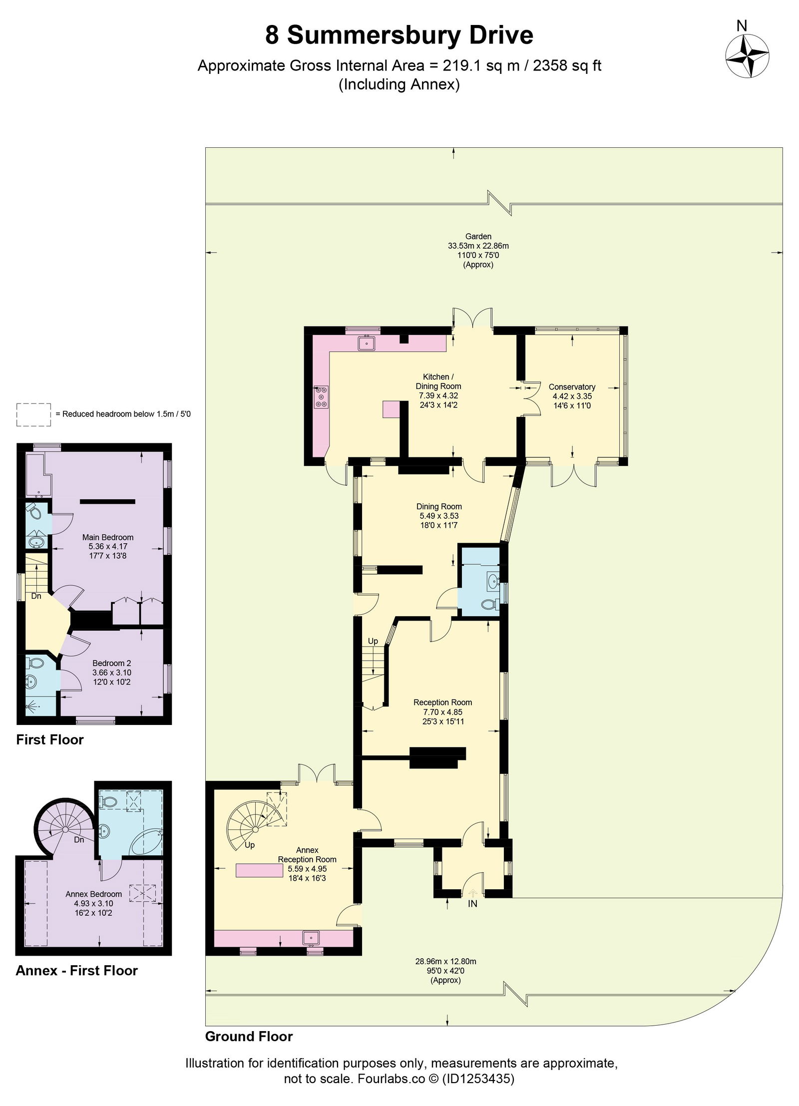 3 bed link detached house for sale in Summersbury Drive, Guildford - Property floorplan