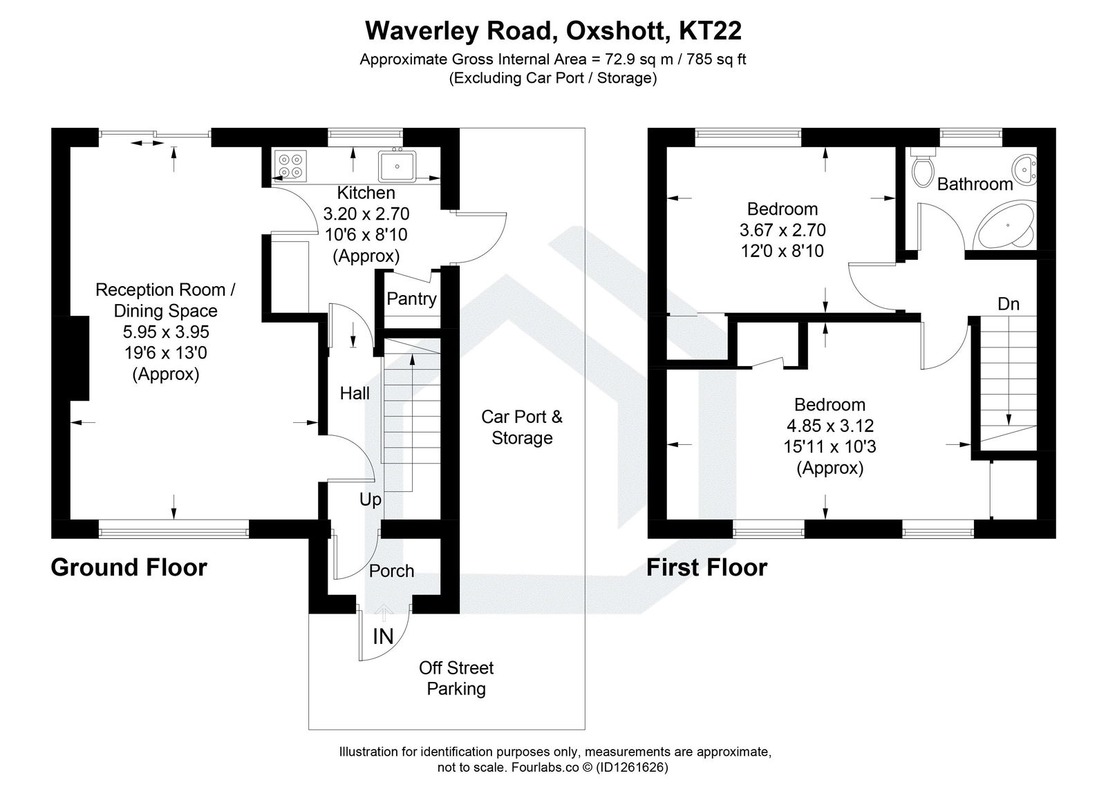 2 bed semi-detached house for sale in Waverley Road, Leatherhead - Property floorplan