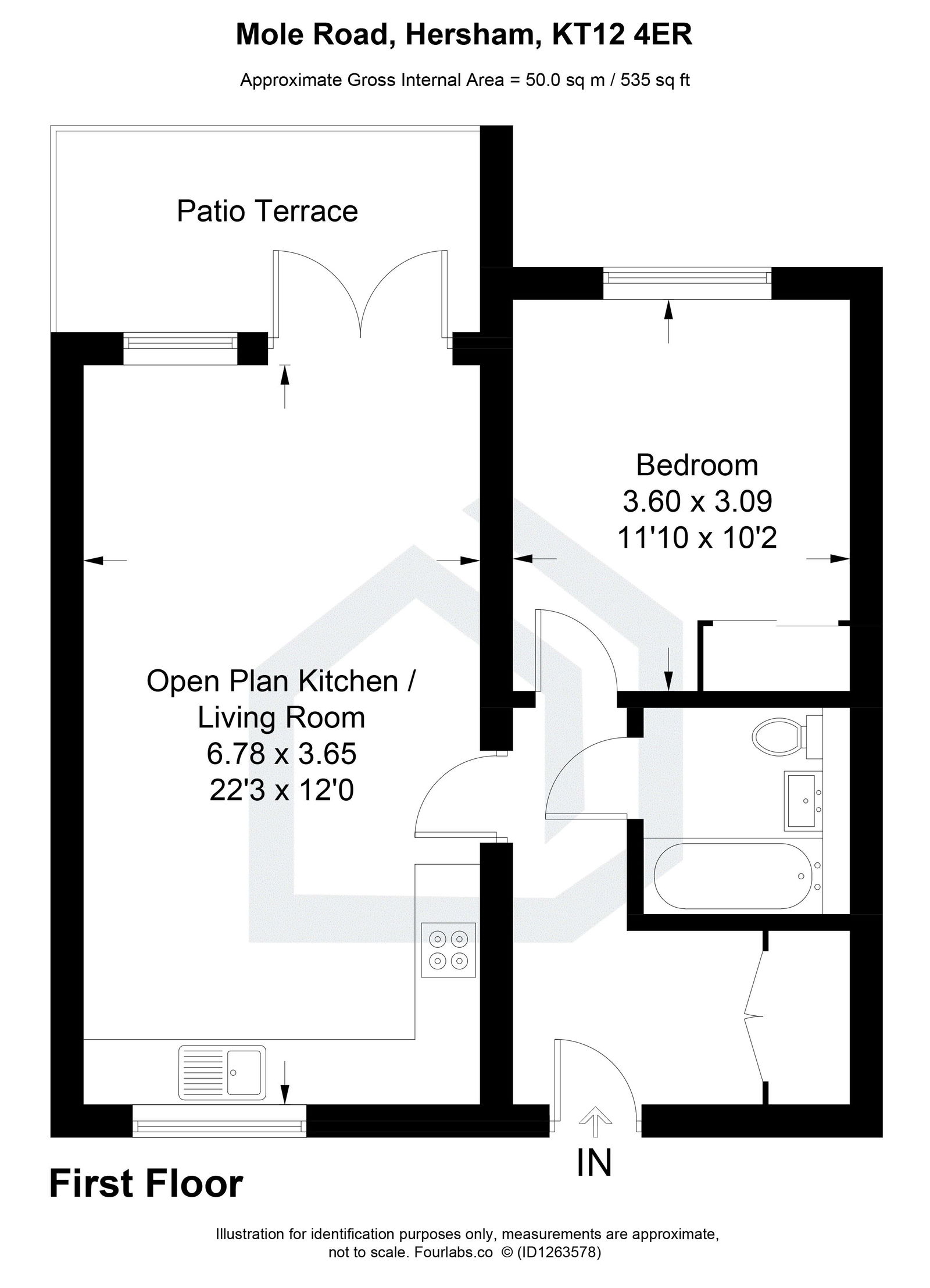 1 bed flat for sale in Mole Road, Hersham - Property floorplan