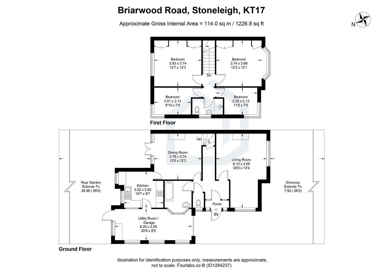 4 bed semi-detached house for sale in Briarwood Road, Epsom - Property floorplan