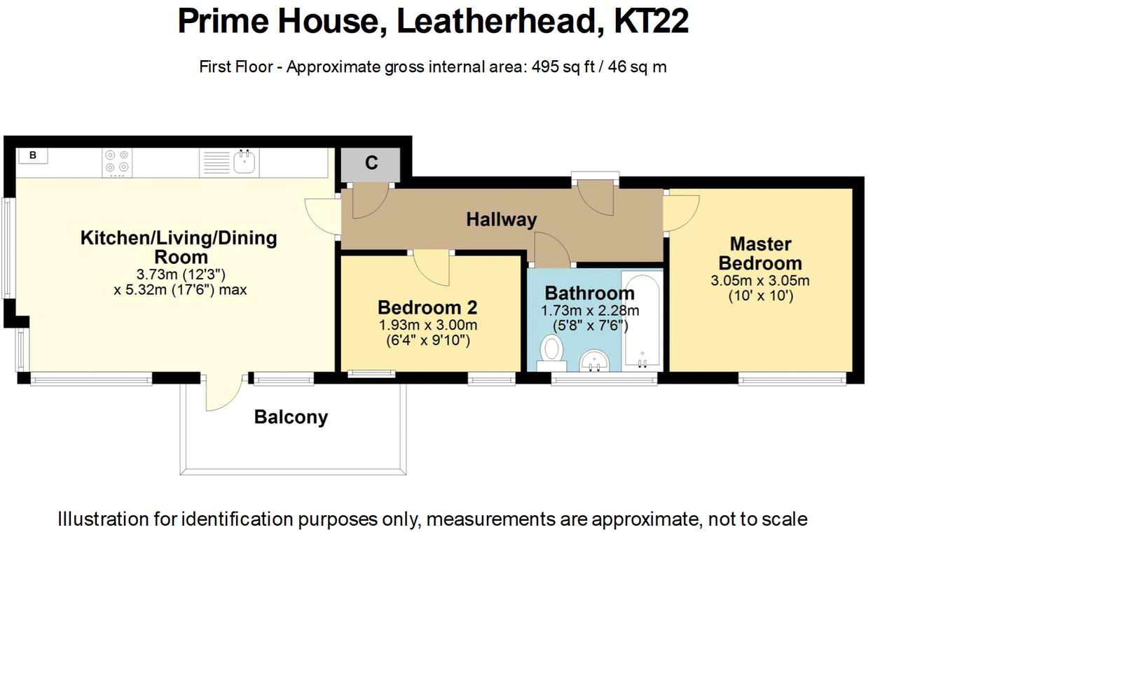 2 bed apartment to rent in Challenge Court, Leatherhead - Property floorplan