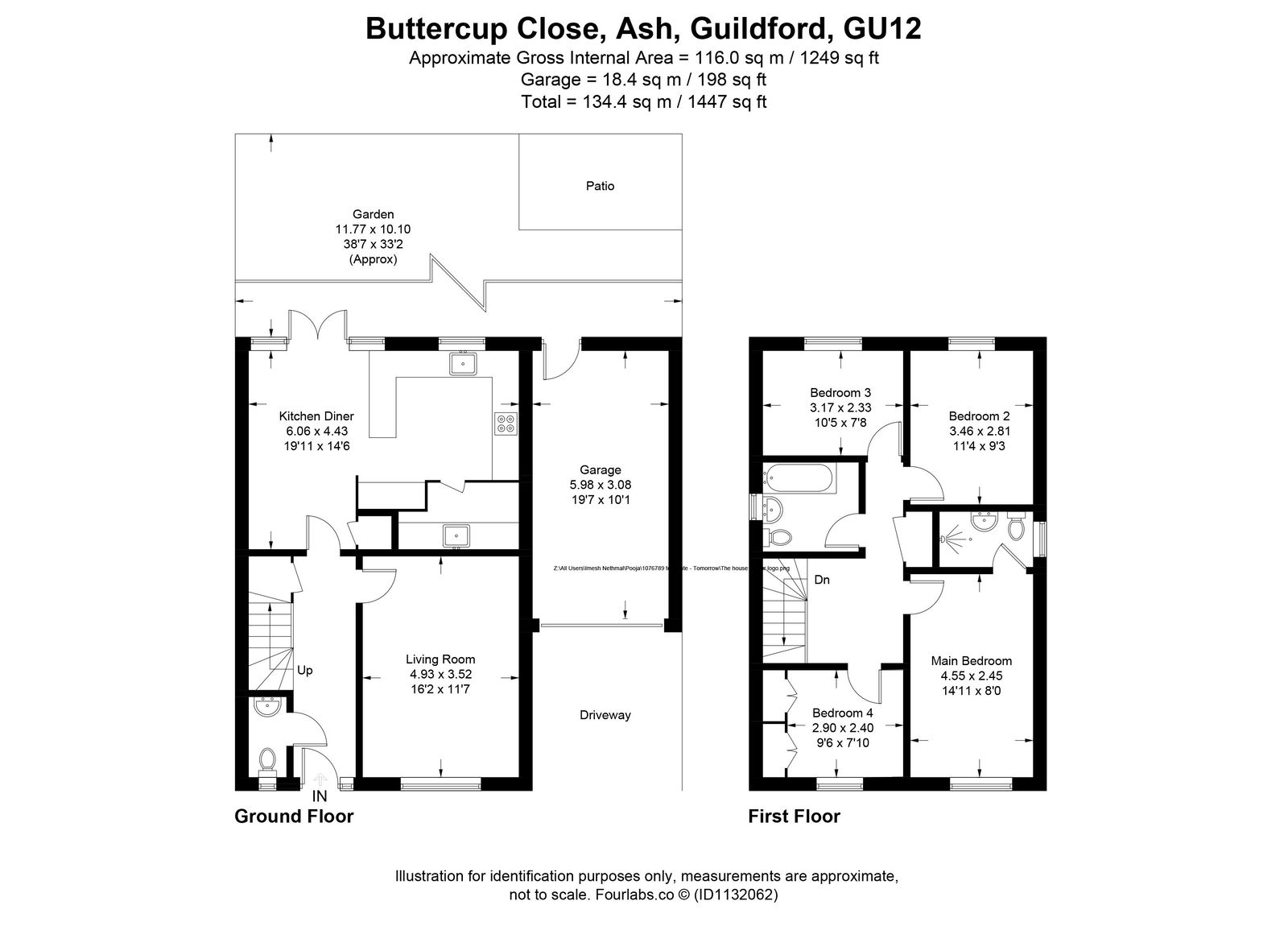 4 bed detached house to rent, Guildford - Property floorplan