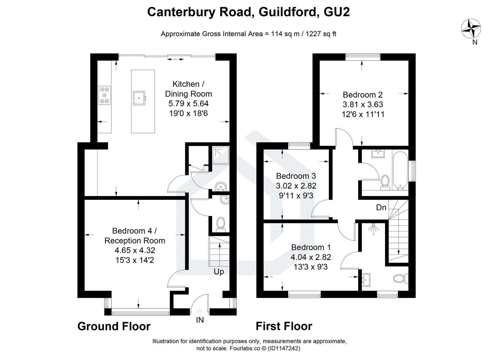 4 bed end of terrace house to rent in Canterbury Road, Guildford - Property floorplan