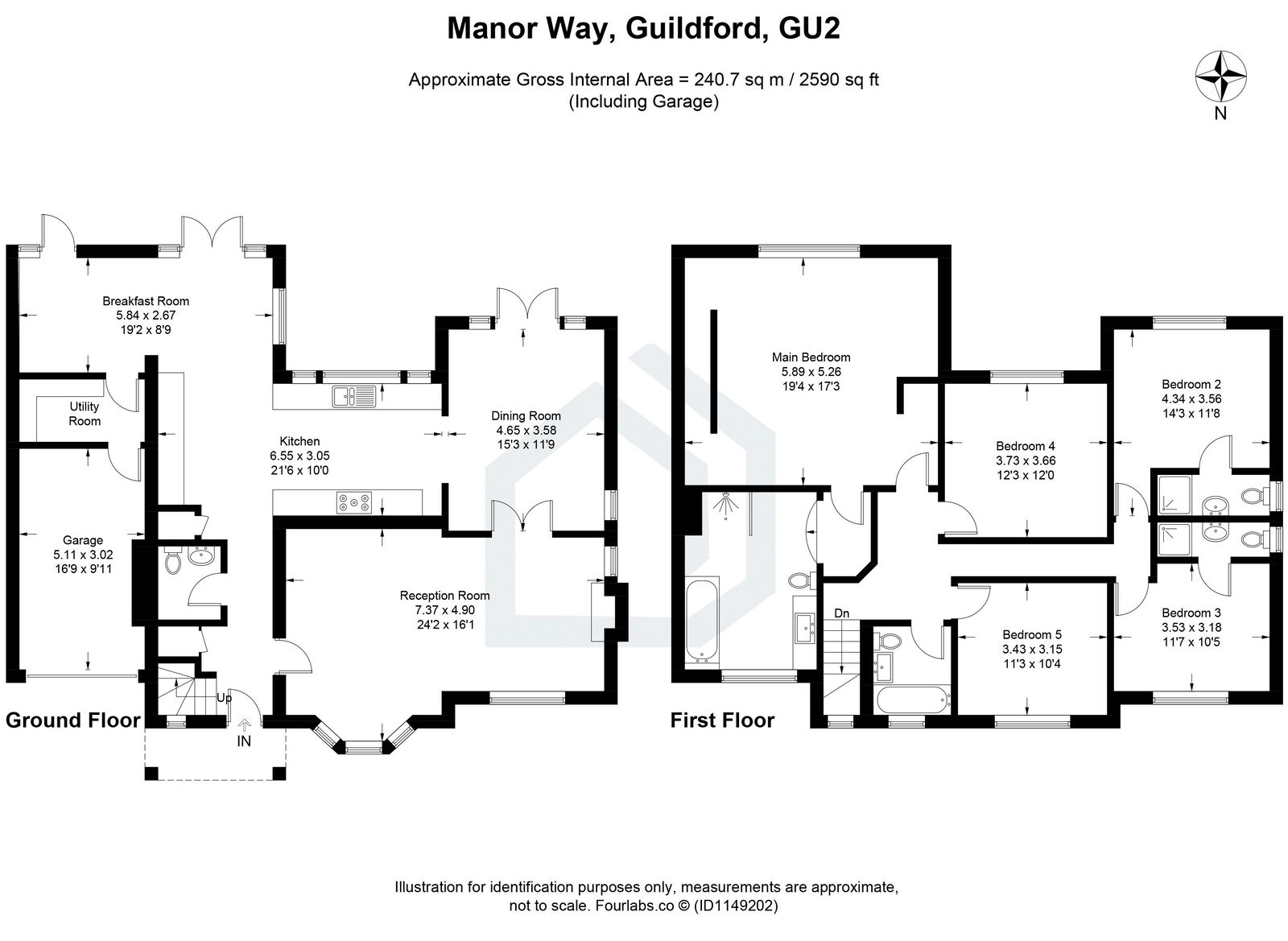 5 bed detached house to rent in Manor Way, Guildford - Property floorplan