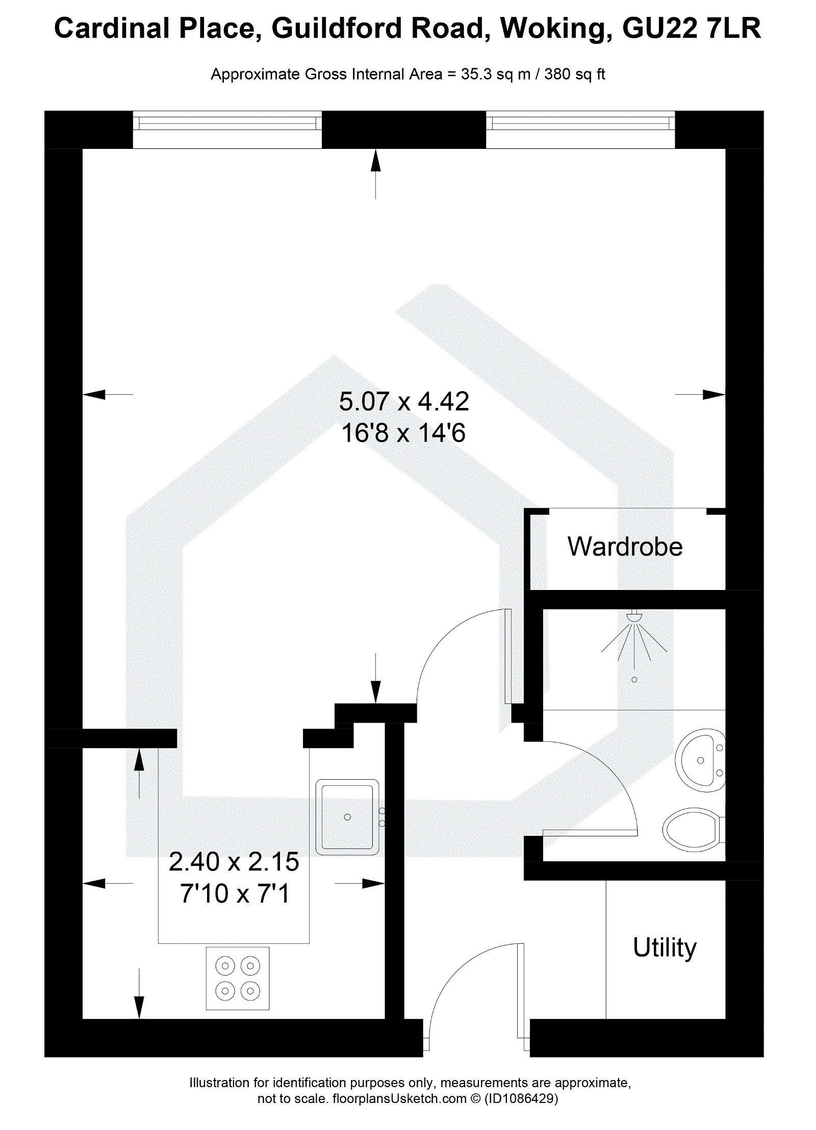 Studio flat for sale in Guildford Road, Woking - Property floorplan