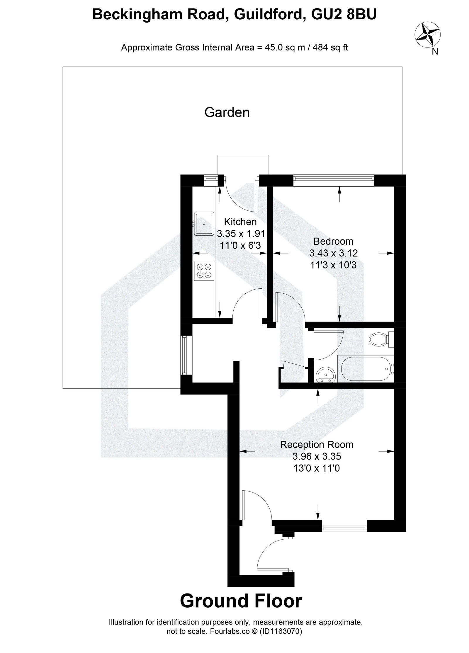 1 bed maisonette to rent in Beckingham Road, Guildford - Property floorplan