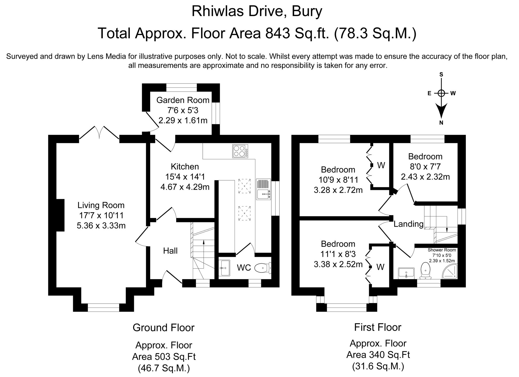 3 bed semi-detached house for sale in Rhiwlas Drive, Bury - Property Floorplan