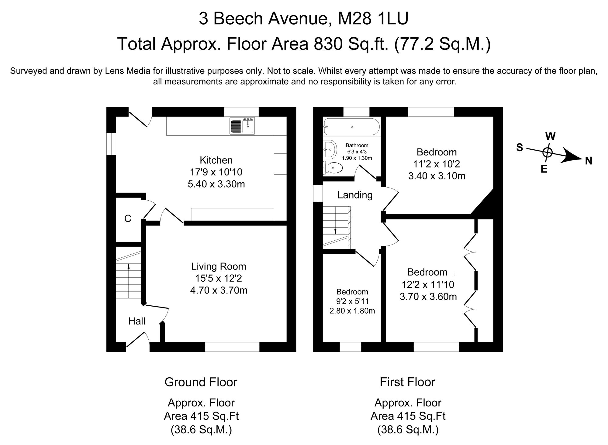 3 bed semi-detached house for sale in Beech Avenue, Manchester - Property Floorplan