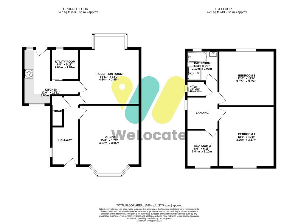 1 bed terraced house to rent in Brunswick Avenue, Bolton - Property Floorplan