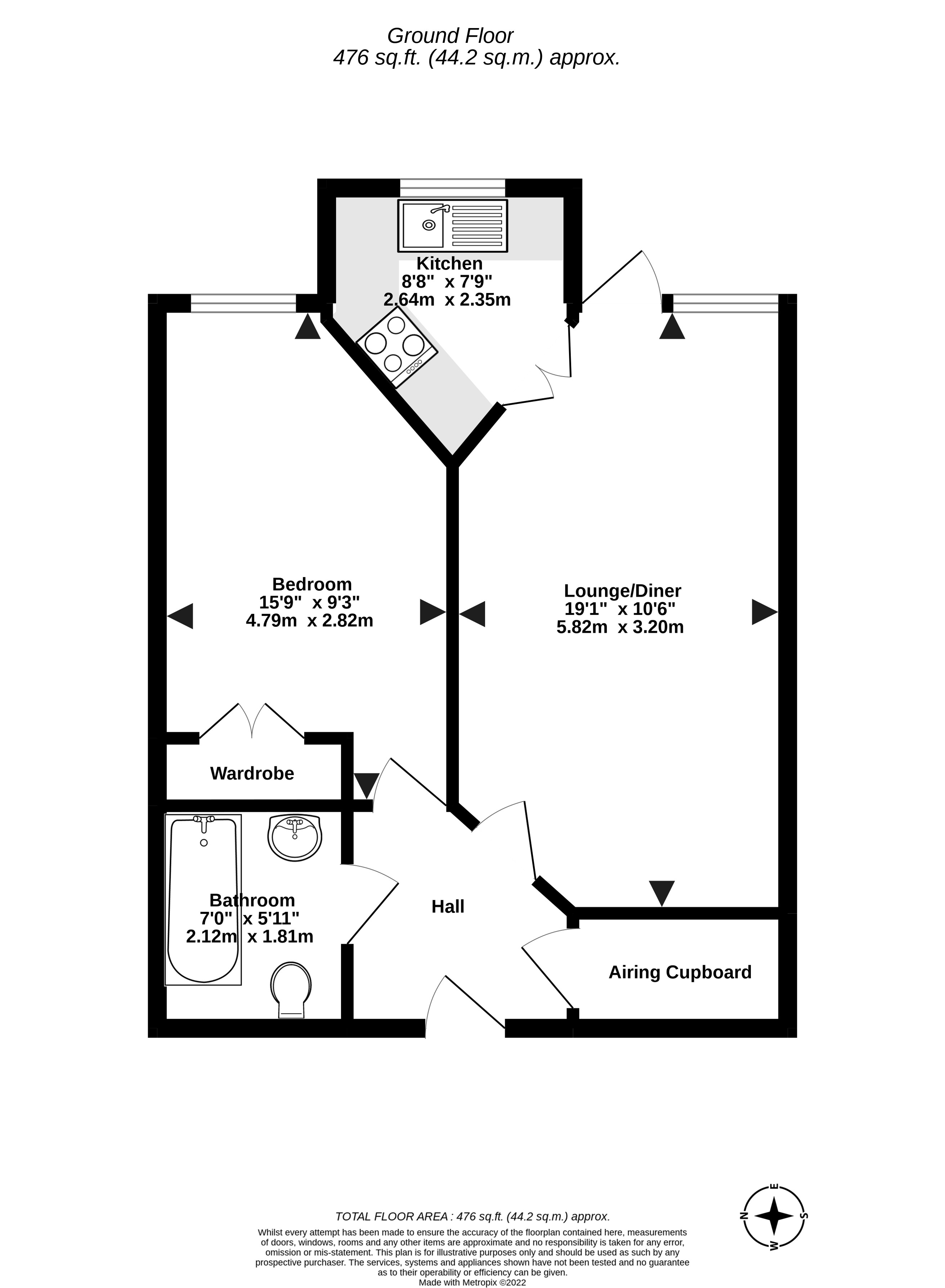 1 bed apartment for sale in Worthing Road, East Preston - Property floorplan