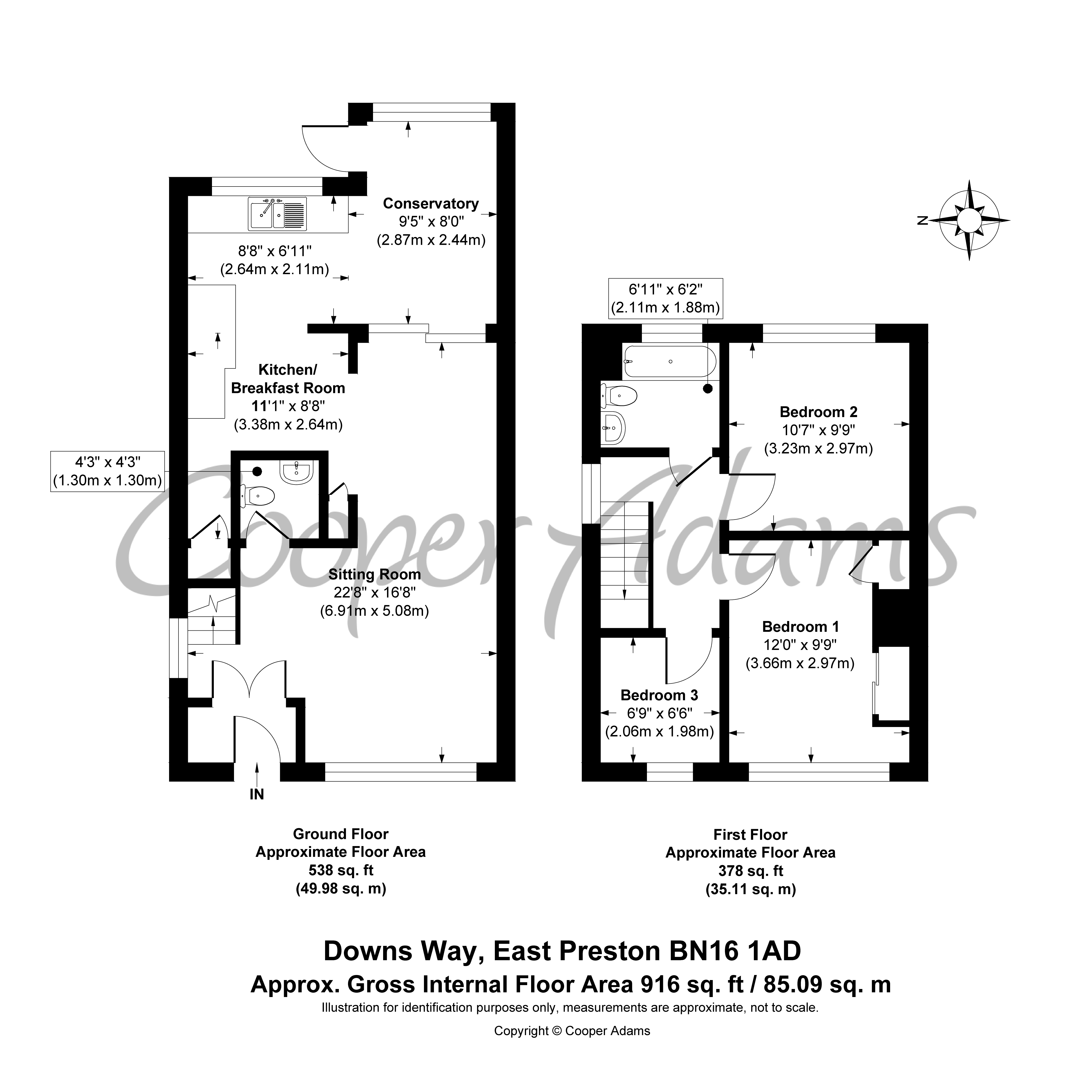 3 bed house for sale in Downs Way, East Preston - Property floorplan