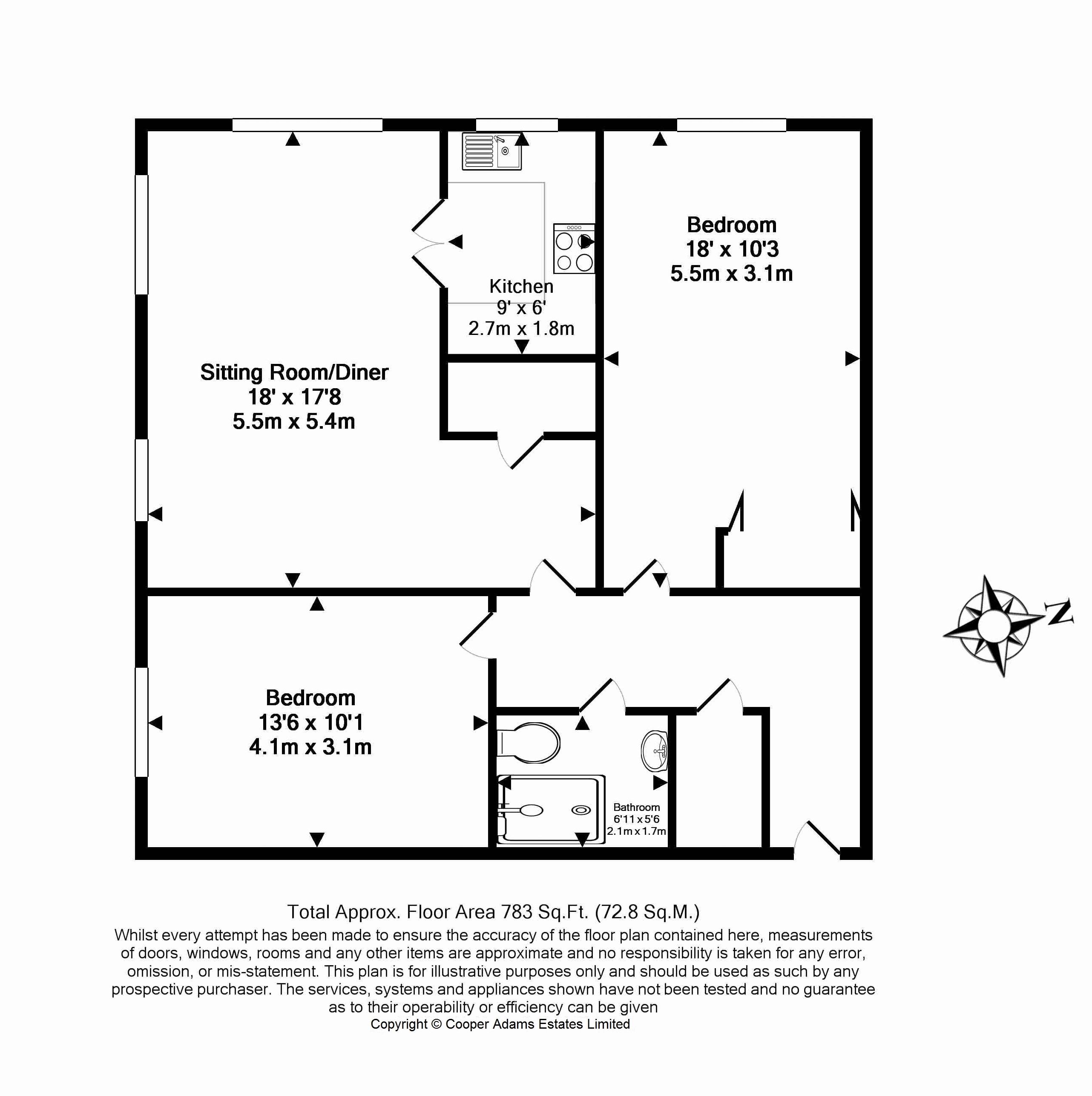 2 bed apartment for sale in Worthing Road, East Preston - Property floorplan