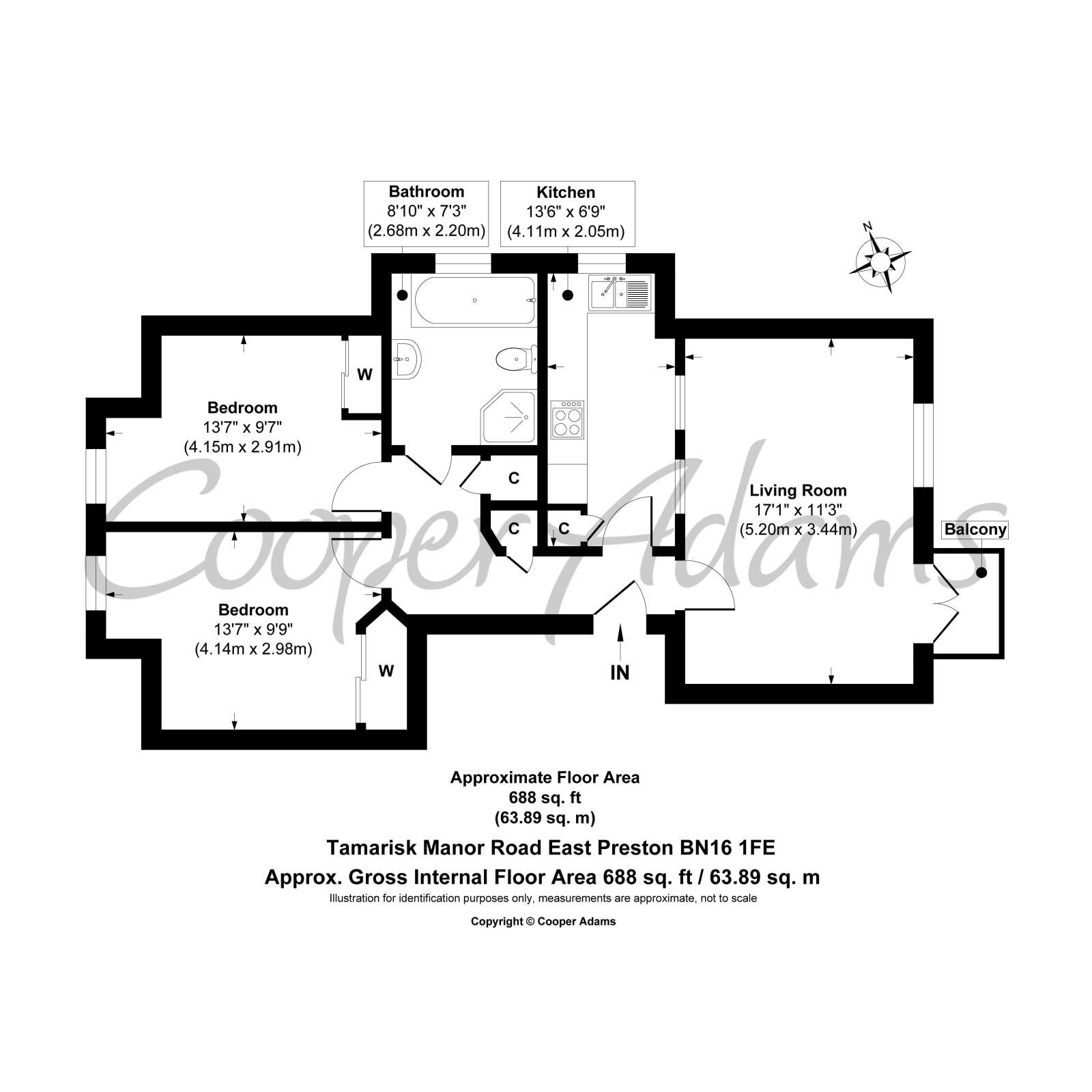 2 bed apartment to rent in Tamarisk 1 Manor Road, East Preston - Property Floorplan