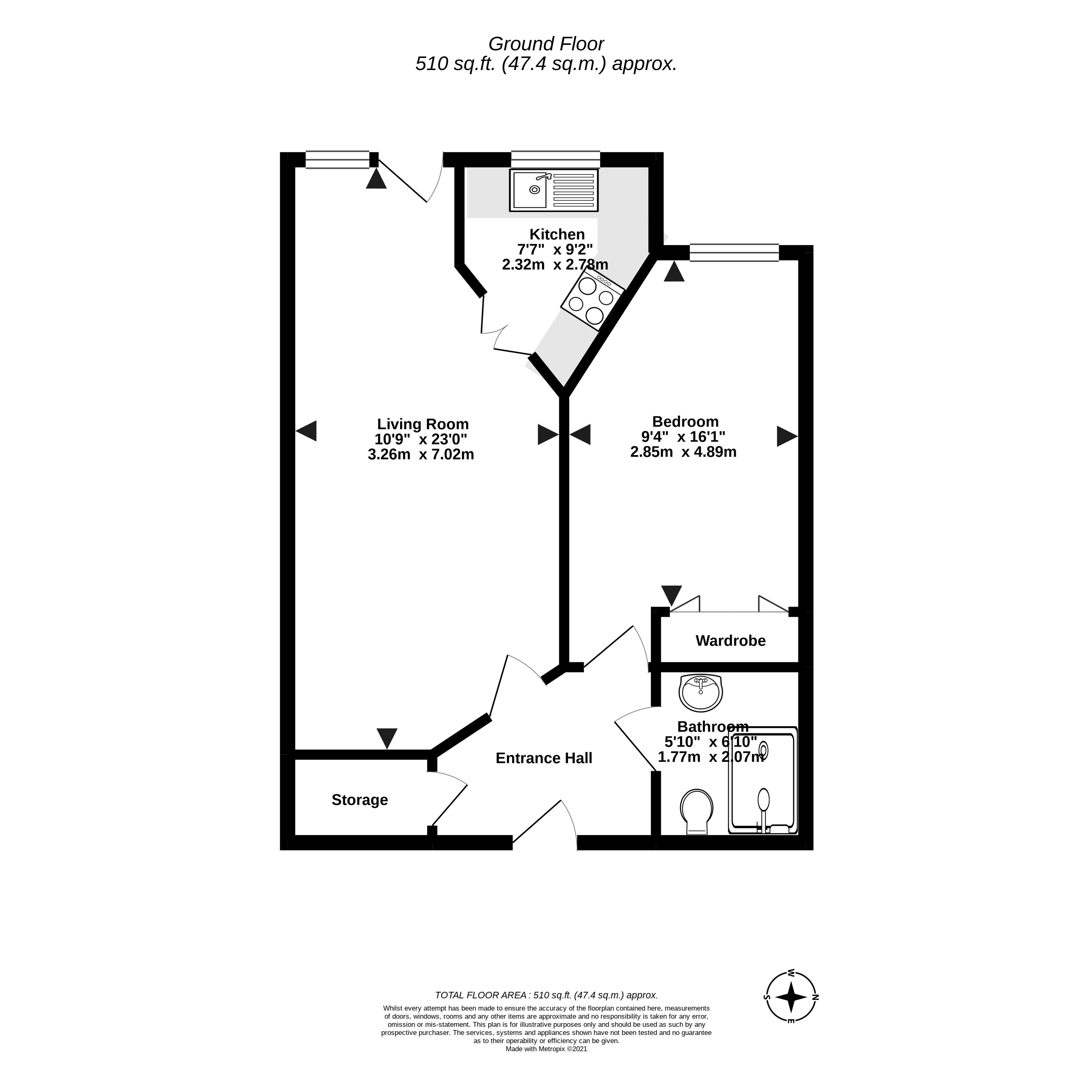 1 bed apartment for sale in Worthing Road, East Preston - Property floorplan