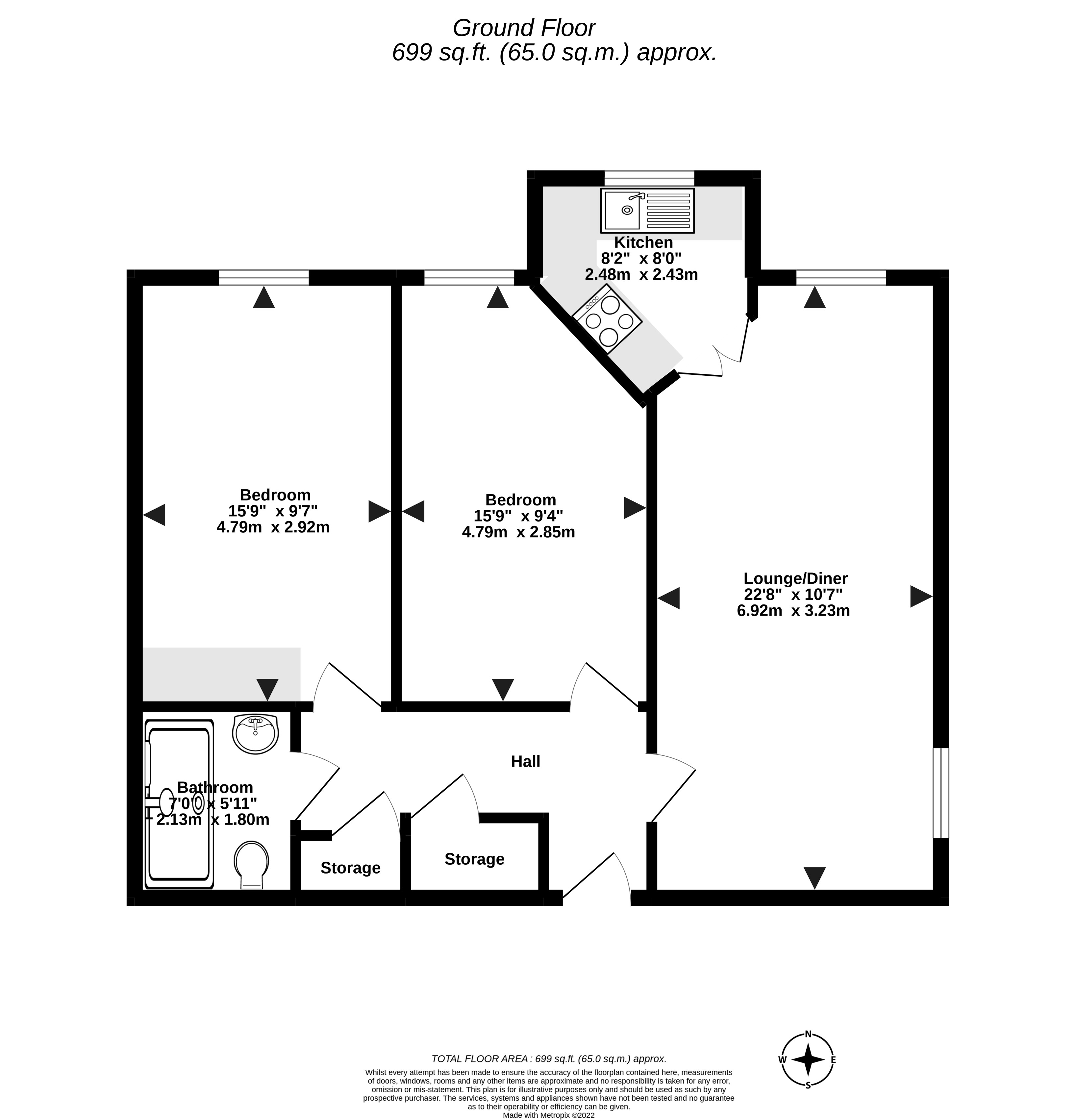 2 bed apartment for sale in Worthing Road, East Preston - Property Floorplan