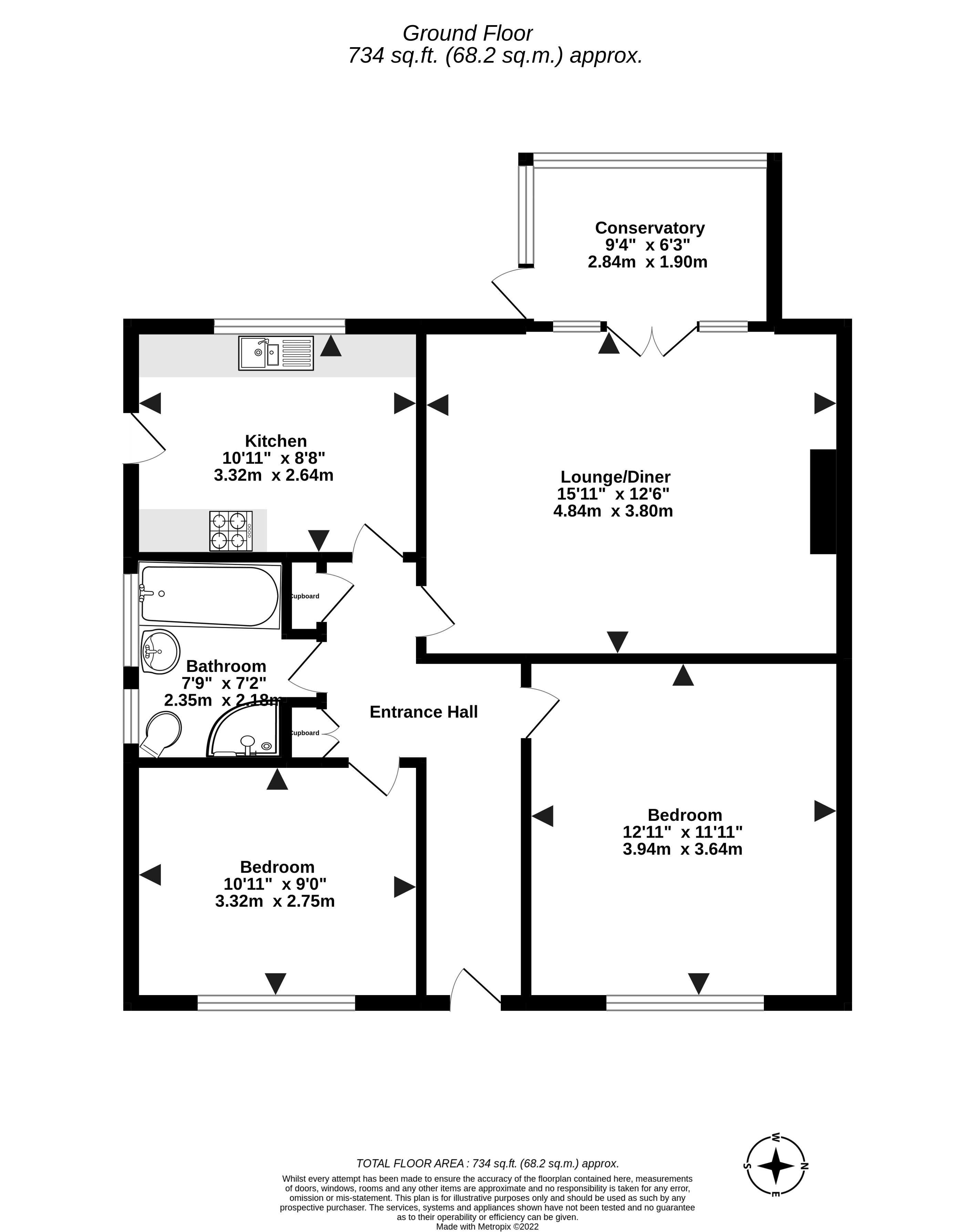 2 bed bungalow for sale in Ambersham Crescent, East Preston - Property floorplan