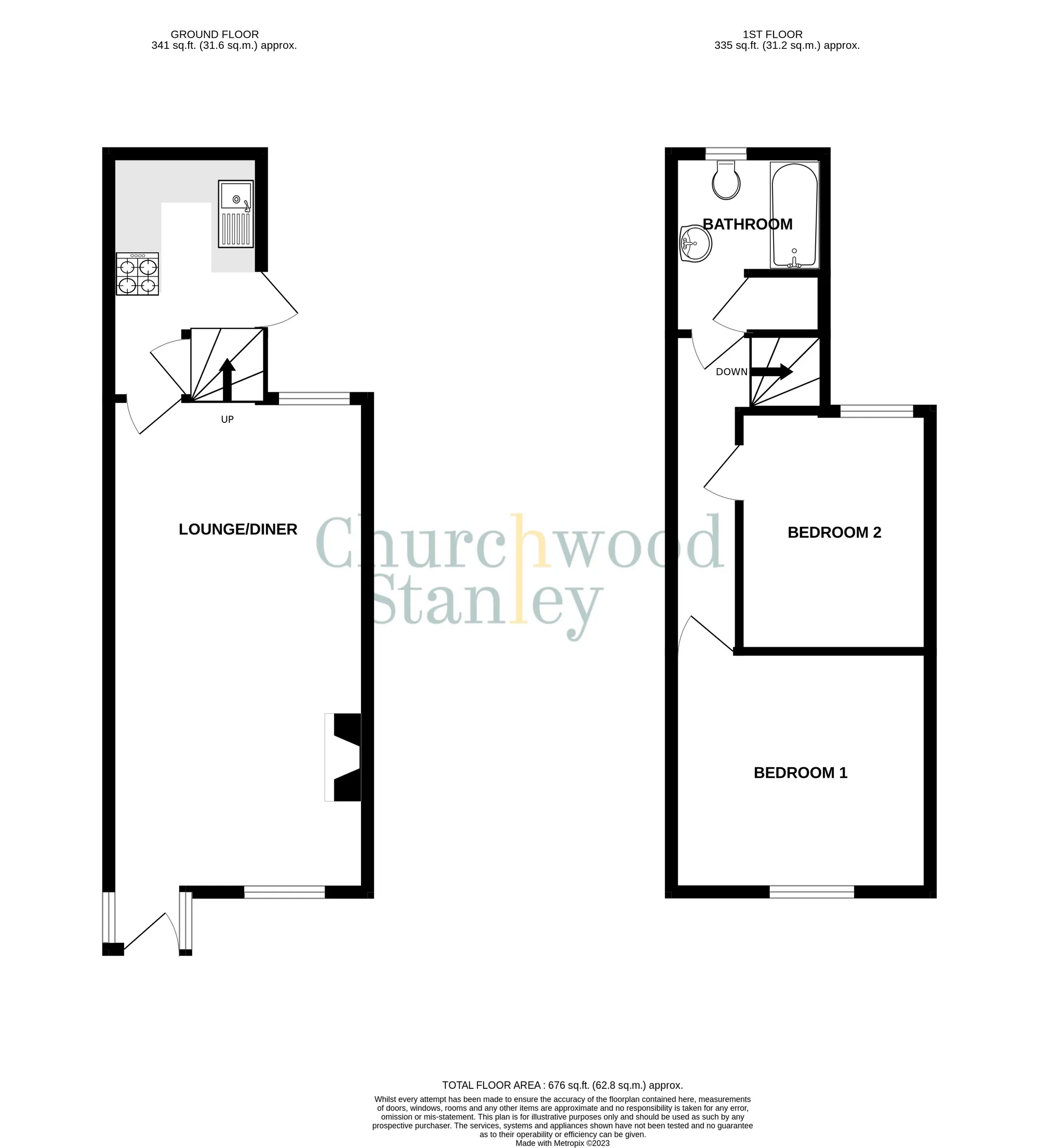 2 bed mid-terraced house to rent in Manor Road, Harwich - Property Floorplan