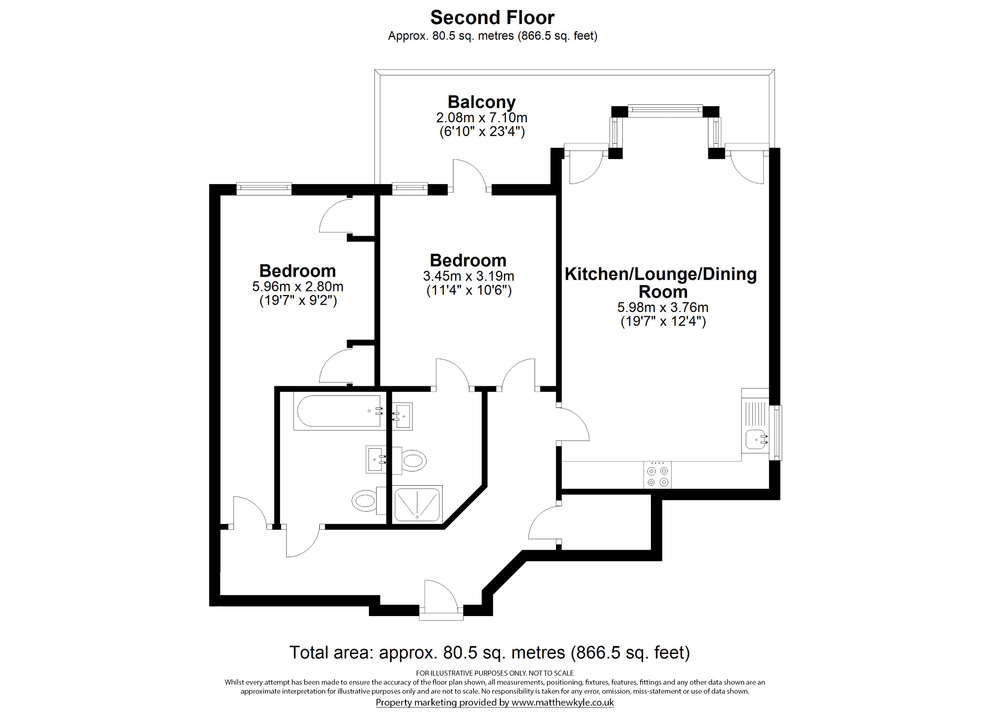 2 bed apartment for sale in Tanners Wharf, Bishop's Stortford - Property floorplan