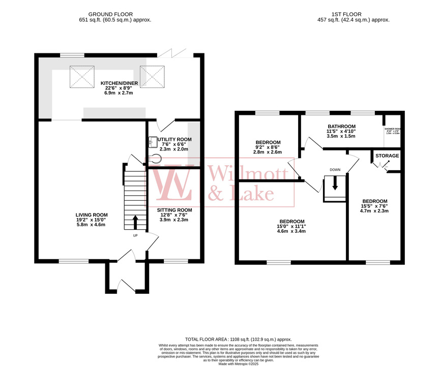 3 bed semi-detached house for sale in Robinson Close, Bishop's Stortford - Property floorplan