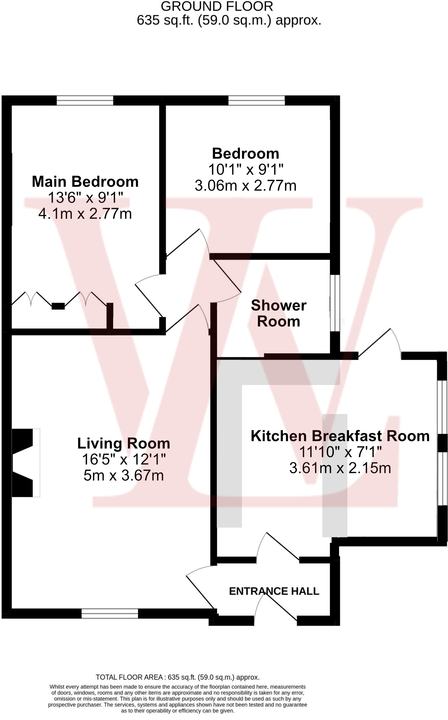 2 bed bungalow to rent in Alsa Gardens, Elsenham - Property floorplan