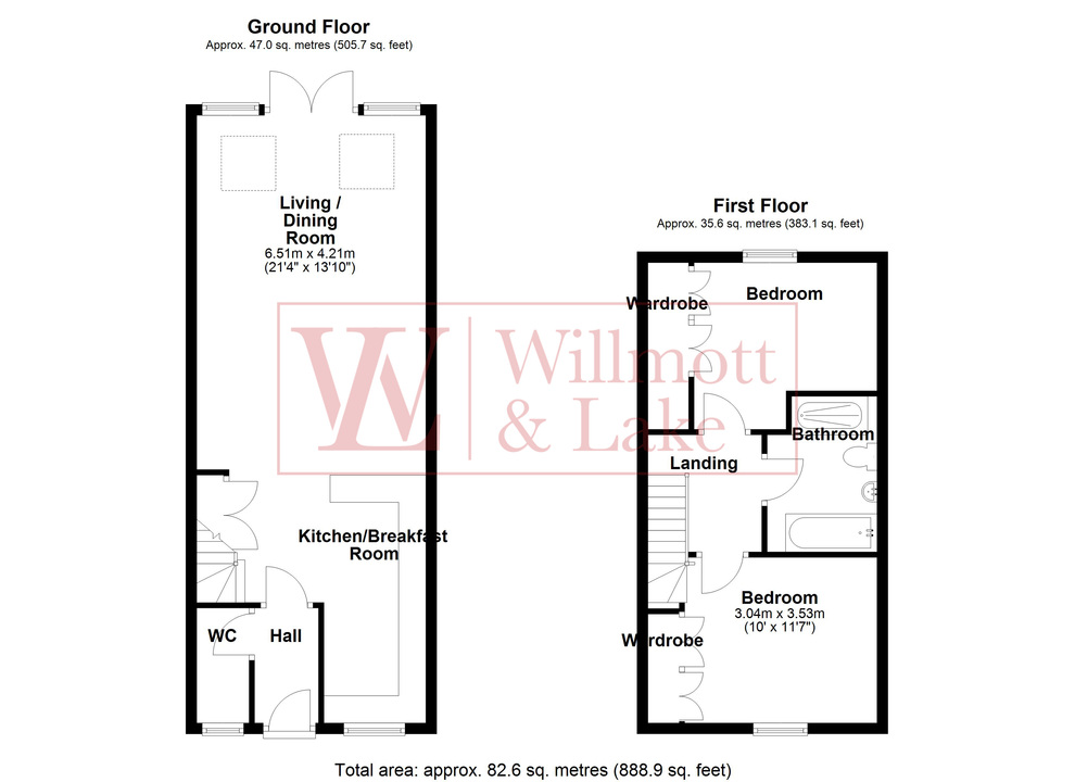 2 bed terraced house for sale in Kitchener Road, Bishop's Stortford - Property floorplan
