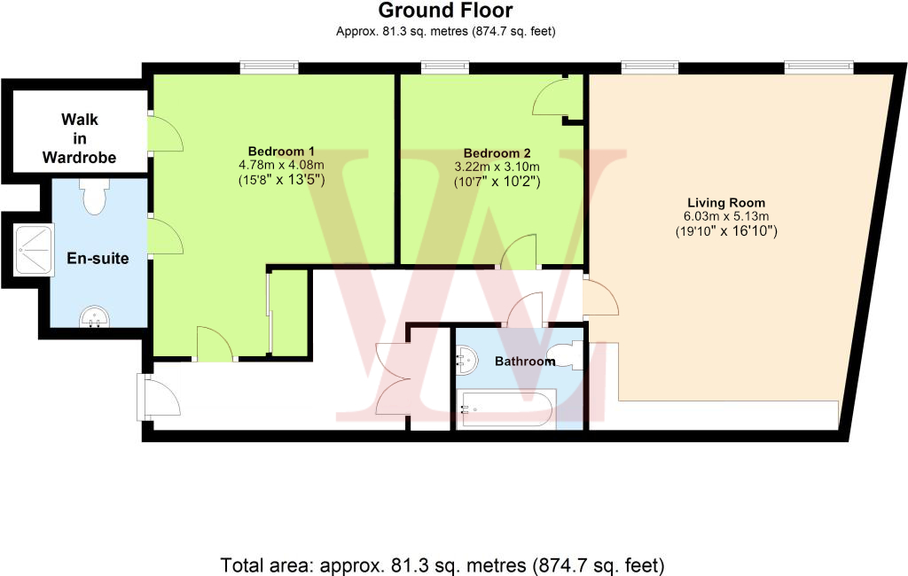 2 bed apartment for sale in Regents Court, Bishop's Stortford - Property floorplan