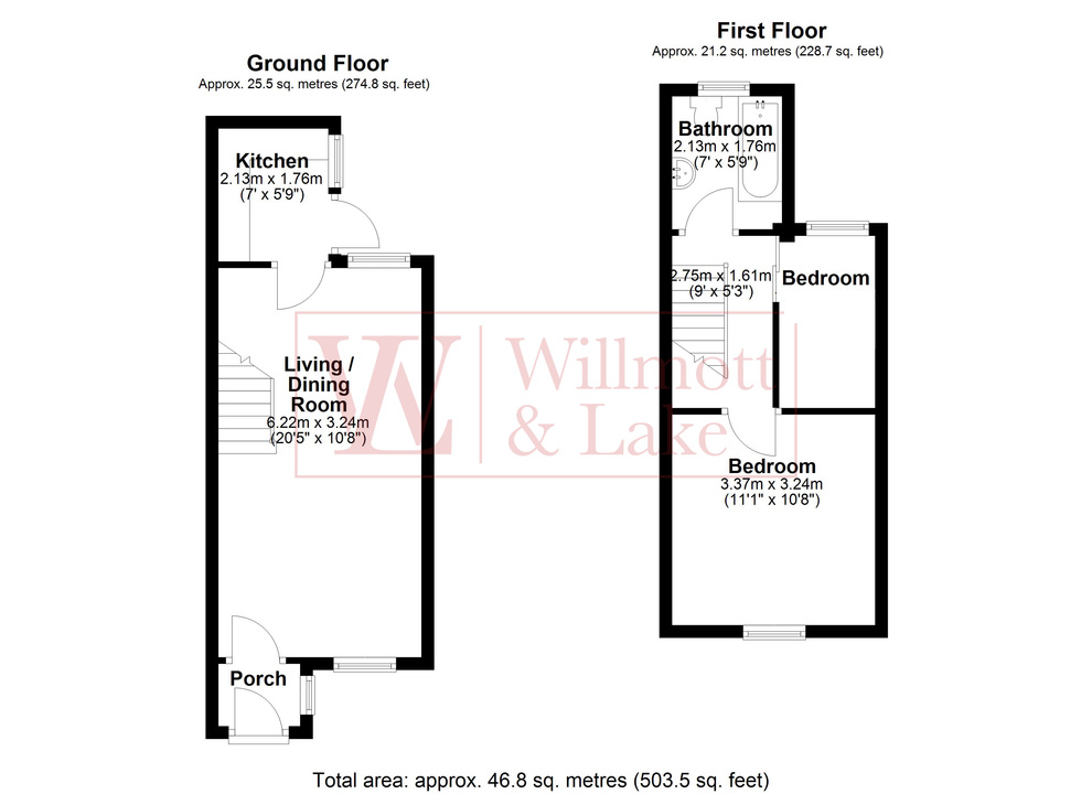 2 bed terraced house for sale in Nursery Road, Bishop's Stortford, Hertfordshire - Property floorplan
