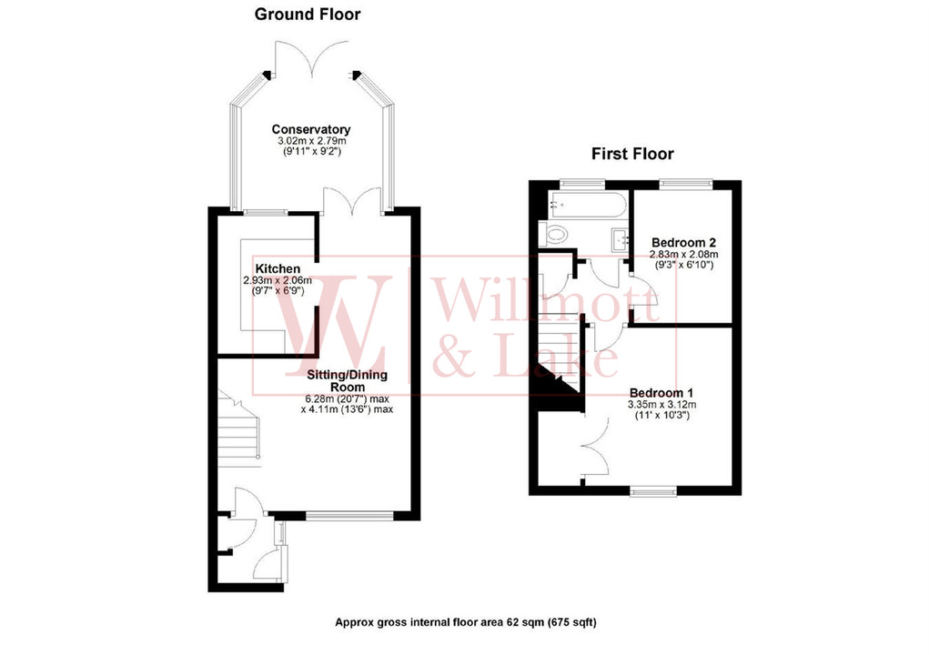 2 bed terraced house to rent in Wentworth Drive, Bishop's Stortford, Hertfordshire - Property floorplan