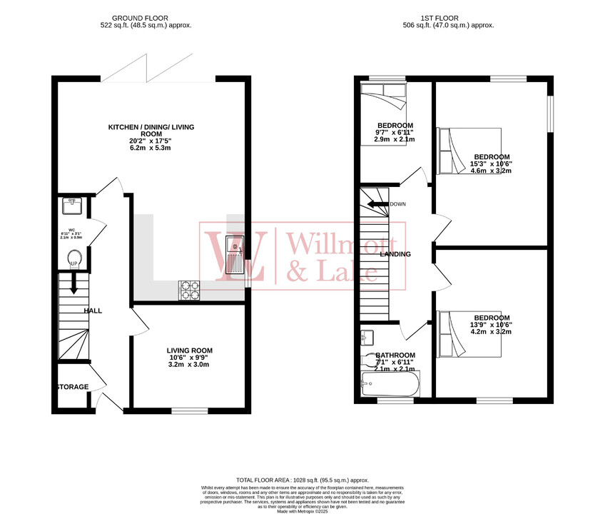 3 bed semi-detached house for sale in Lower Mead Close, Bishop's Stortford - Property floorplan