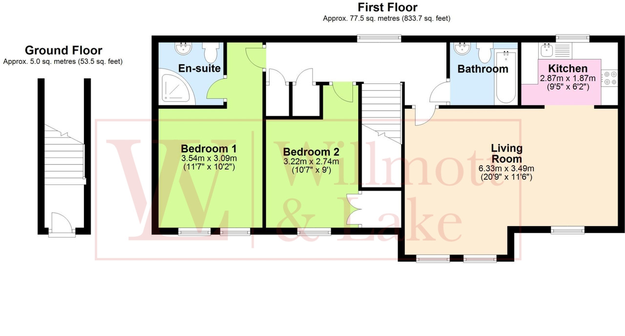2 bed maisonette for sale in Nightingales, Bishop's Stortford, Hertfordshire - Property floorplan