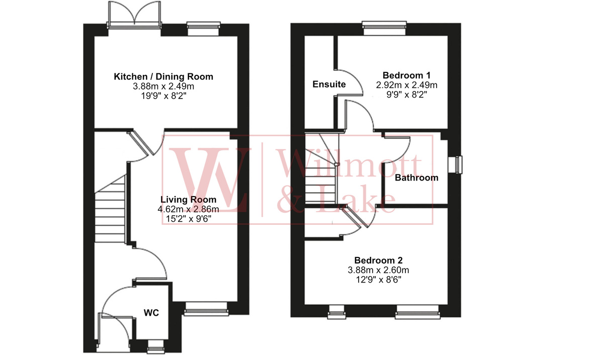 2 bed terraced house for sale in Reynolds Drive, Bishop's Stortford - Property floorplan