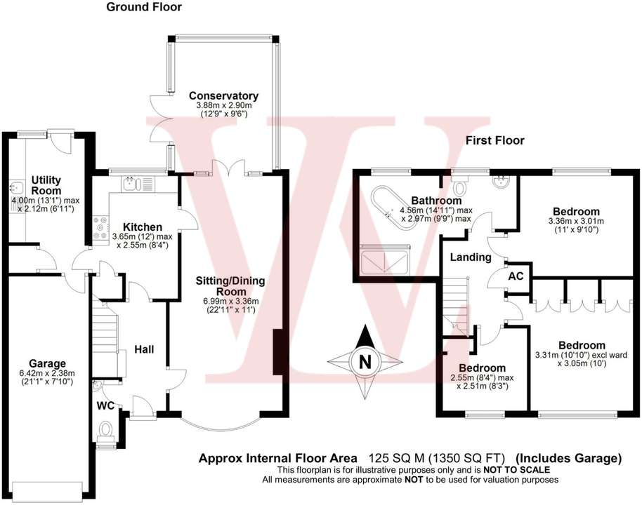 3 bed semi-detached house for sale in Elm Close, Bishop's Stortford - Property floorplan