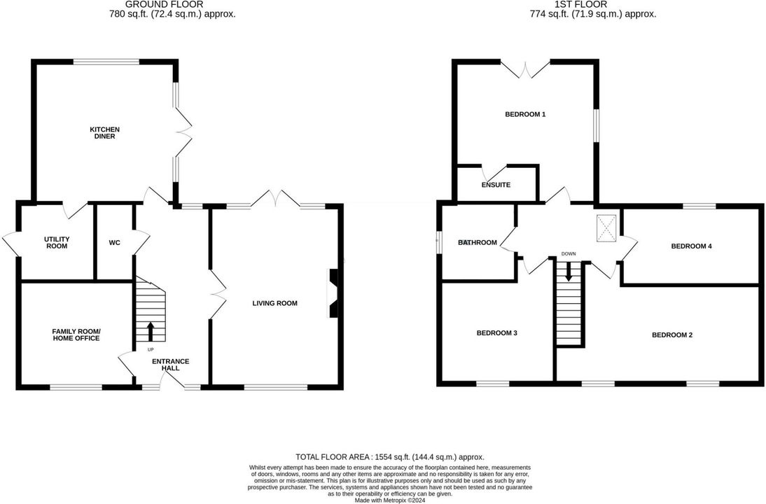 4 bed detached house for sale in Stortford Road, Great Dunmow - Property floorplan