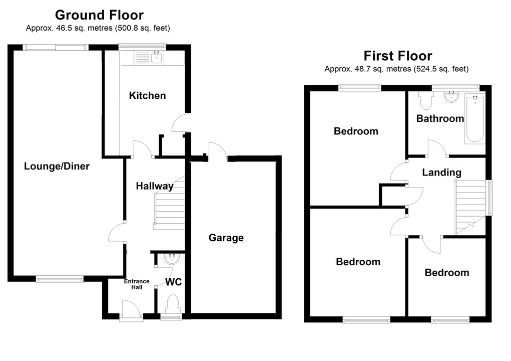 3 bed semi-detached house for sale in Elm Close, Bishop's Stortford - Property floorplan