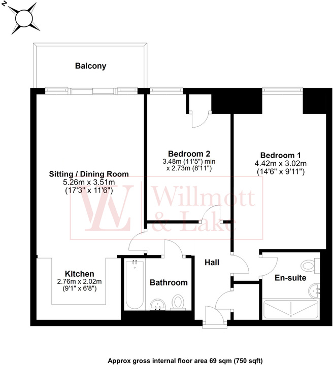 2 bed apartment for sale in River View, Bishop's Stortford, Hertfordshire - Property floorplan