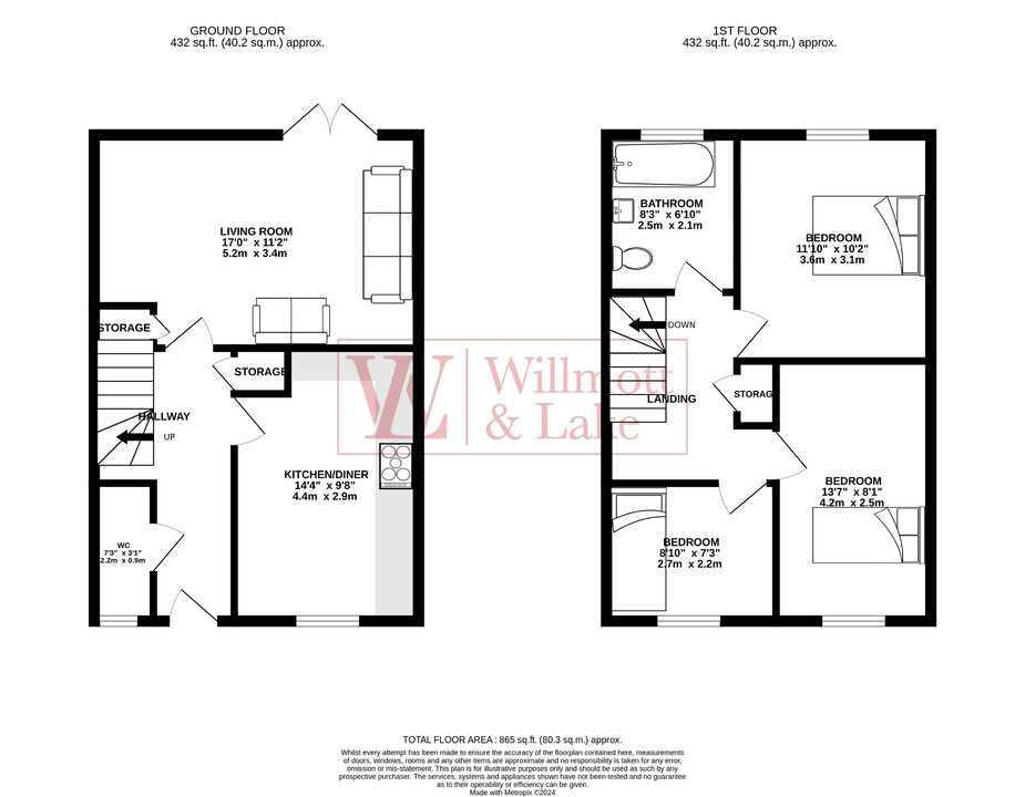 3 bed end of terrace house for sale in Wheatfield Gardens, Ware - Property floorplan