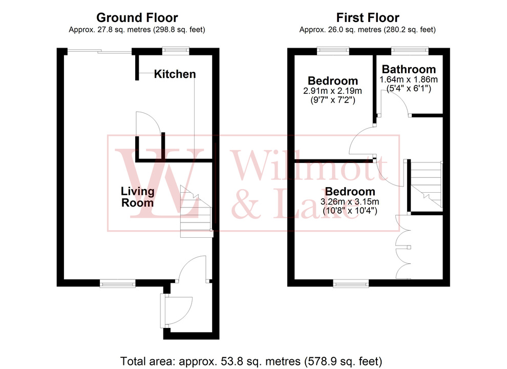 2 bed terraced house for sale in Wentworth Drive, Bishop's Stortford, Hertfordshire - Property floorplan