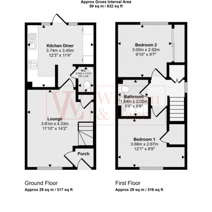 2 bed semi-detached house for sale in Gill Edge, Stansted, Essex - Property floorplan