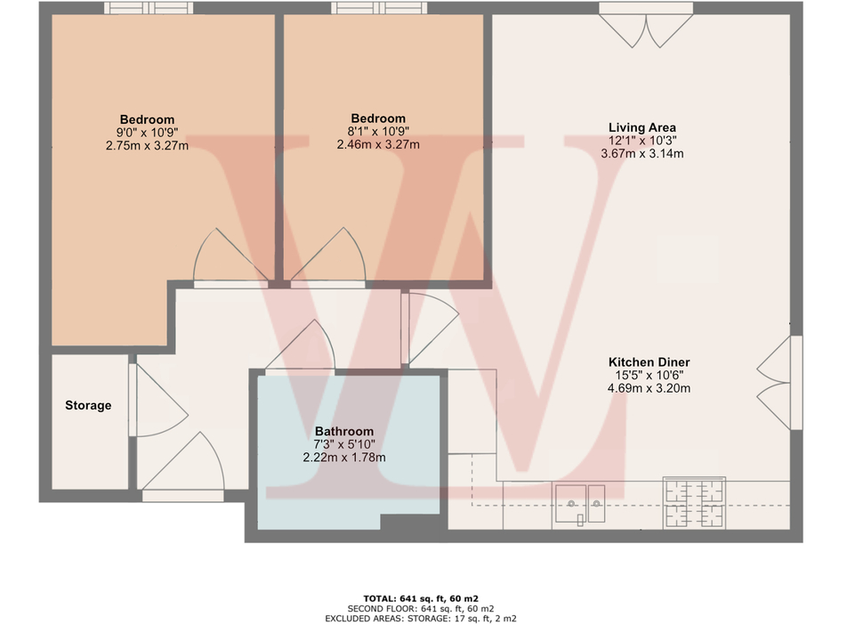 2 bed apartment for sale in Newland Avenue, Bishop's Stortford - Property floorplan