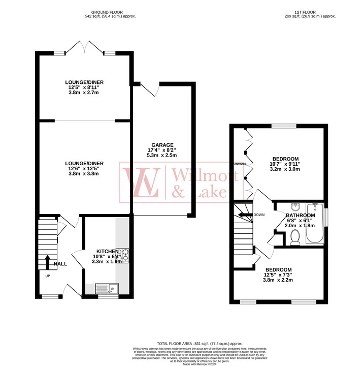 2 bed semi-detached house for sale in Irving Close, Bishop's Stortford - Property floorplan