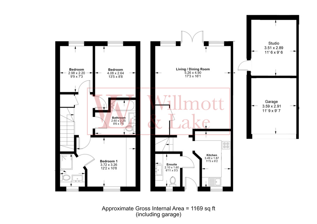 3 bed semi-detached house for sale in Barley Way, Bishop's Stortford - Property floorplan