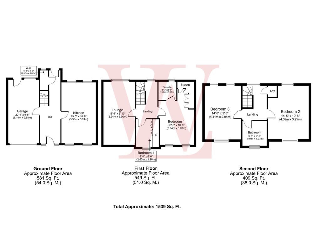 4 bed terraced house for sale in Cavell Drive, Bishop's Stortford - Property floorplan