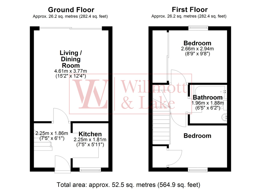2 bed terraced house for sale in Appleton Fields, Bishop's Stortford, Hertfordshire - Property floorplan