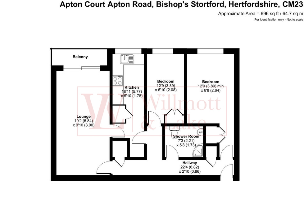 2 bed apartment to rent in Apton Court, Bishop's Stortford, Hertfordshire - Property floorplan