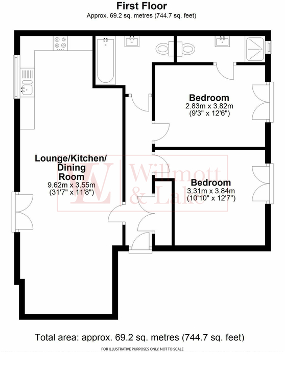 2 bed apartment for sale in Trapstyle Road, Ware - Property floorplan