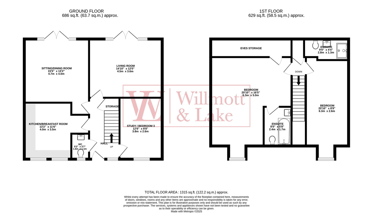 3 bed semi-detached house for sale in Tuckers Row, Bishop's Stortford - Property floorplan