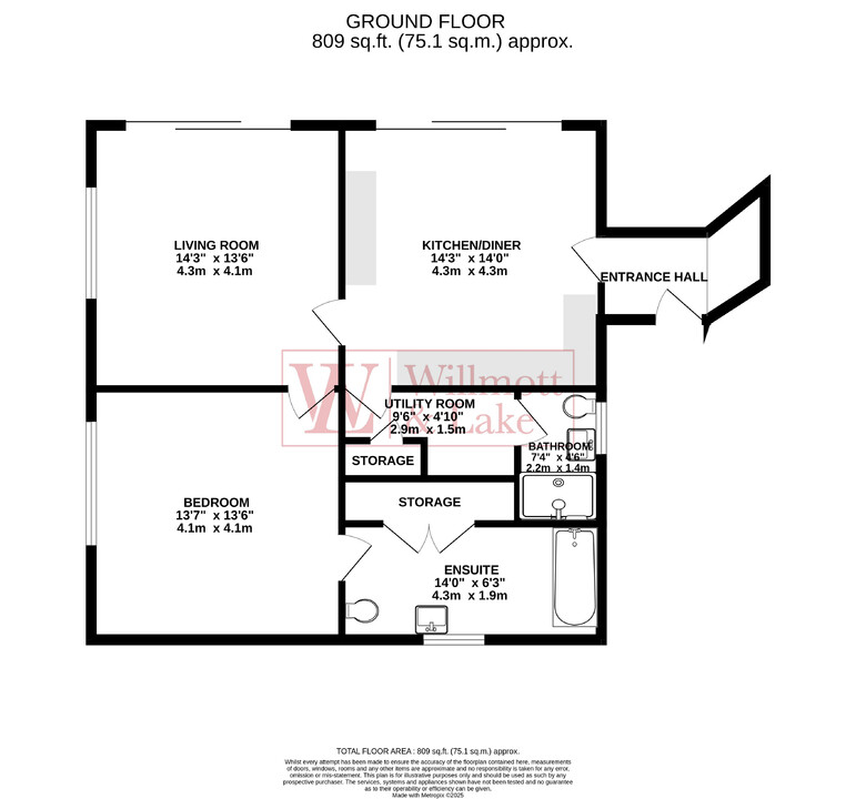 1 bed bungalow to rent in Holders Green, Dunmow - Property floorplan